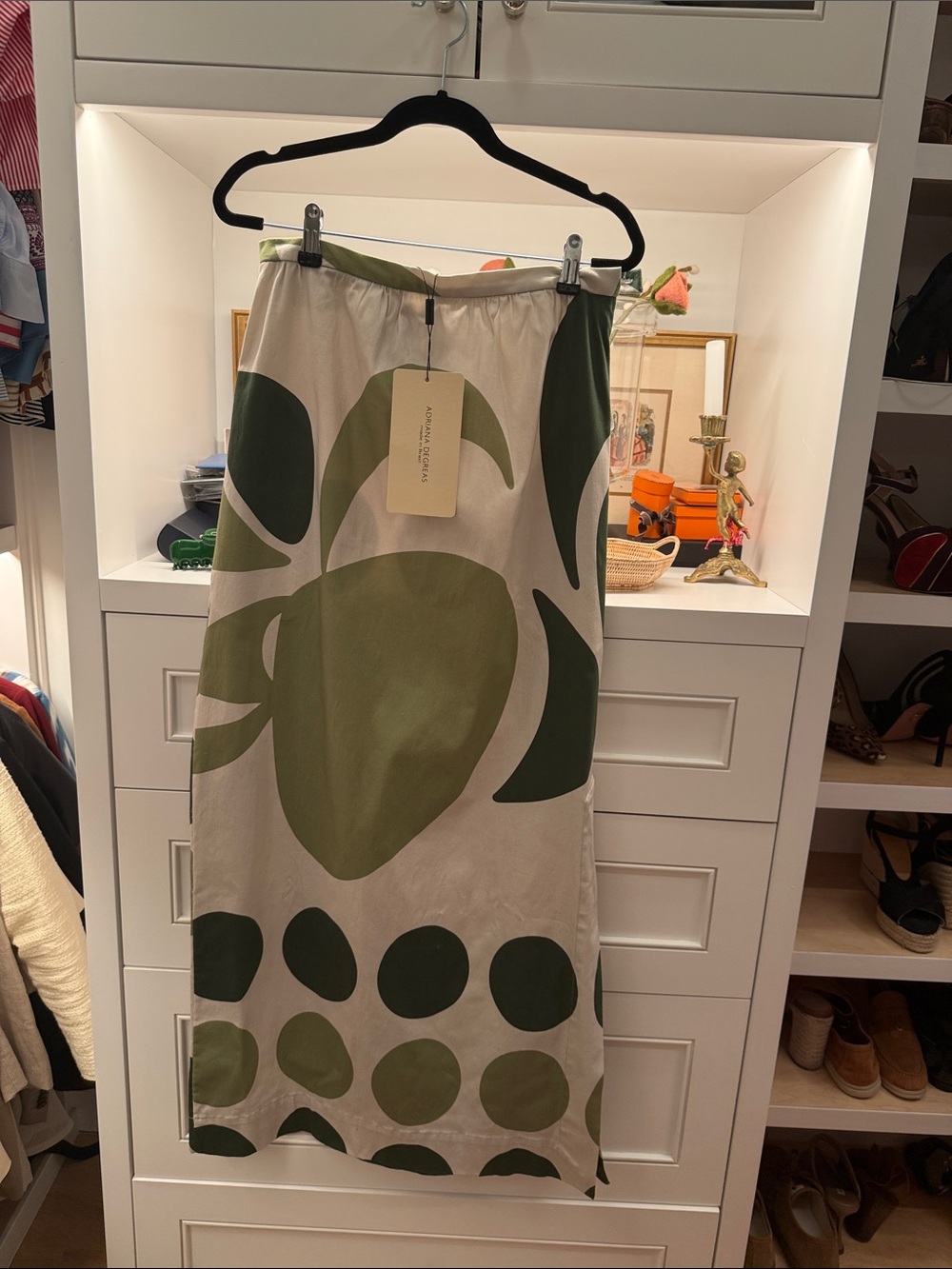 Graphic Olive Print Maxi Skirt - Unbranded